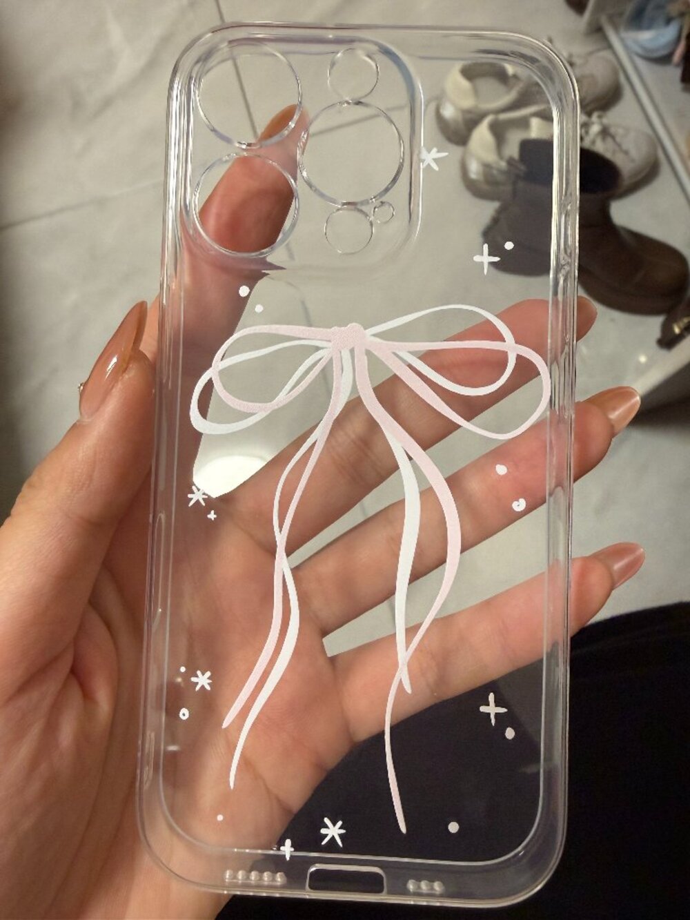 Cute Pink Bow Clear Case for iPhone | Coquette Aesthetic